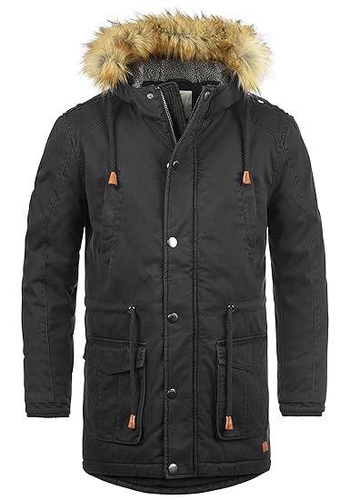 Redefined Rebel Mapee Herren Jacke Parka Mantel Lange warme Übergangsjacke gefüttert aus 100% Baumwolle mit Fellkapuze
