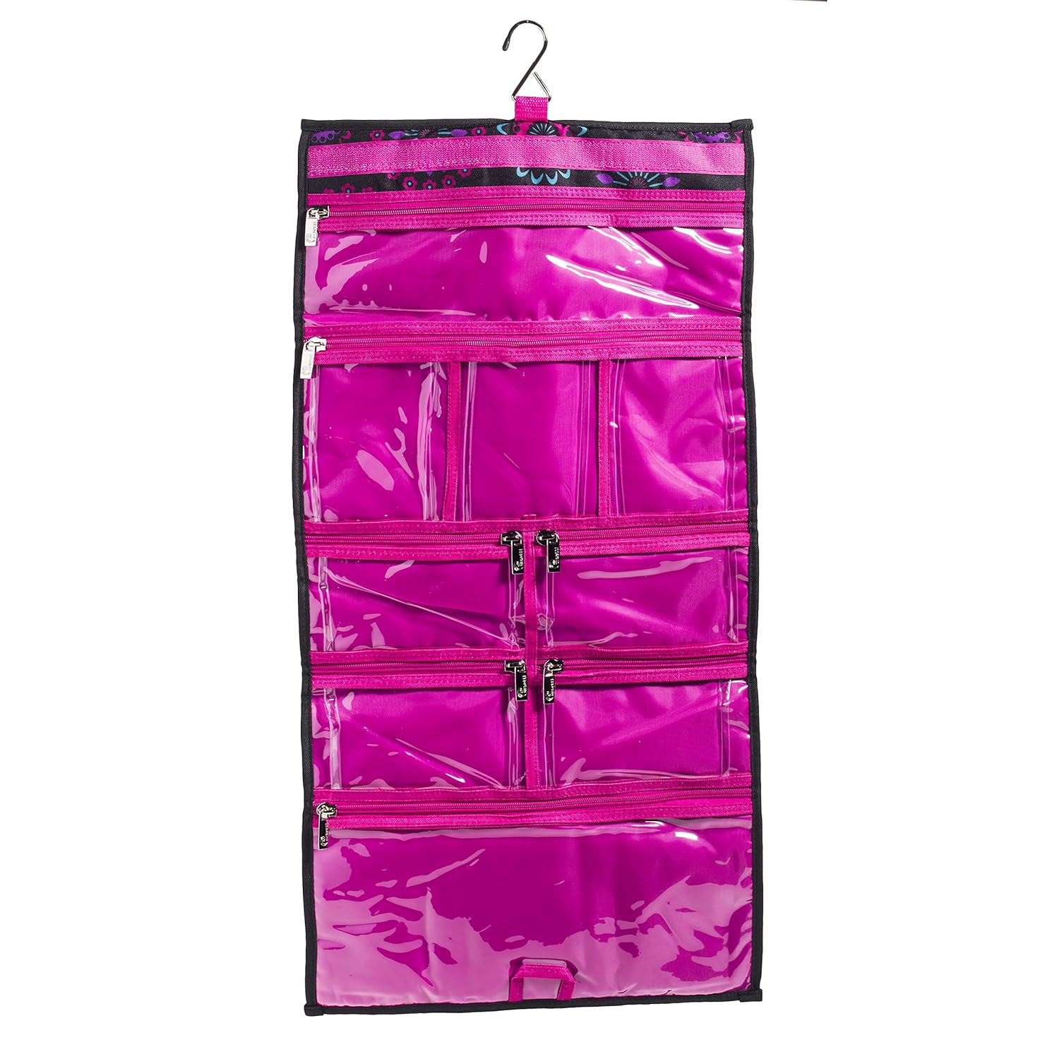 Hanging Travel Organizer, 9 Large Clear Zipper Pockets for