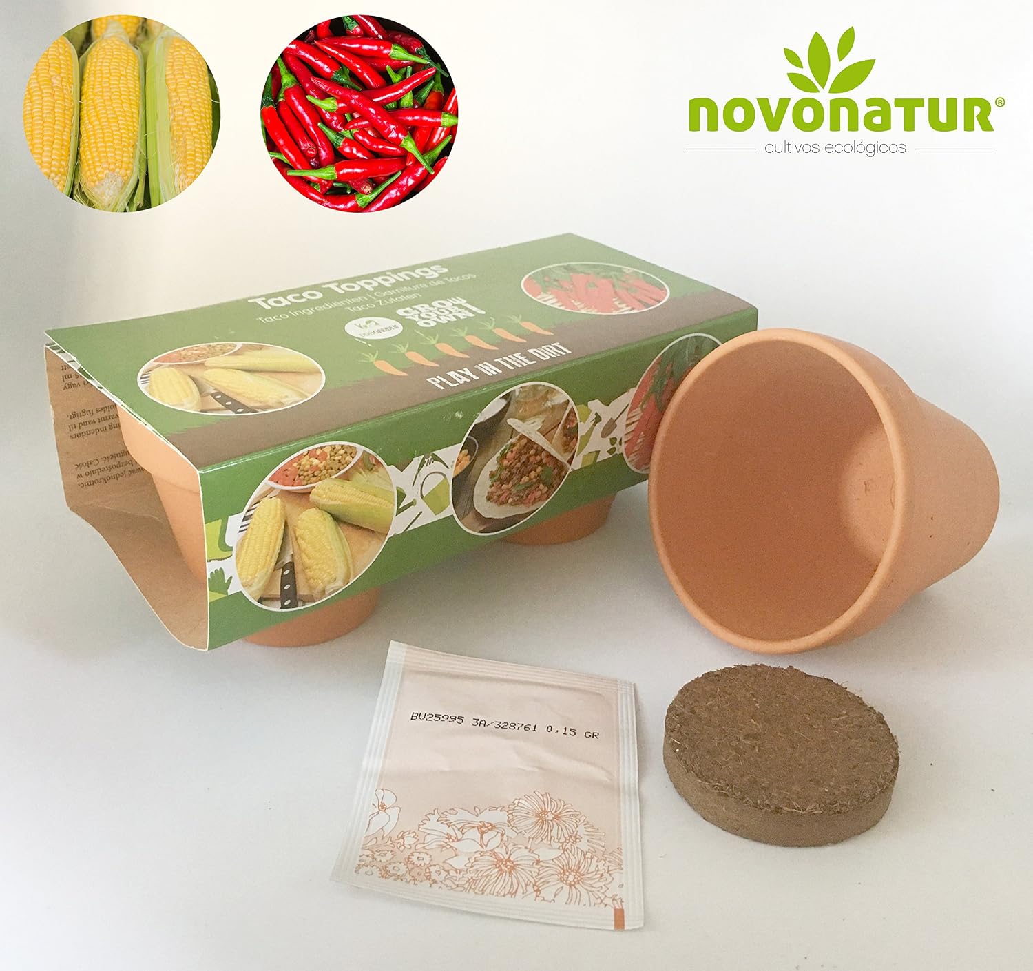 Kit cultivo, kit huerto urbano niños de 2 mini macetas de Pimiento ...