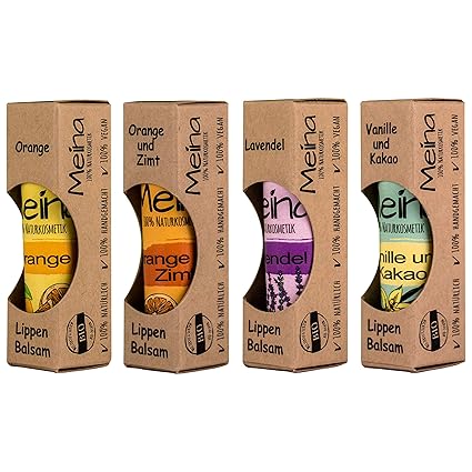 Meina – Natürlicher Lippenbalsam Set, natürliche Lippenpflege gegen trockene Lippen, Natural Lip Balm für Männer und Frauen, 