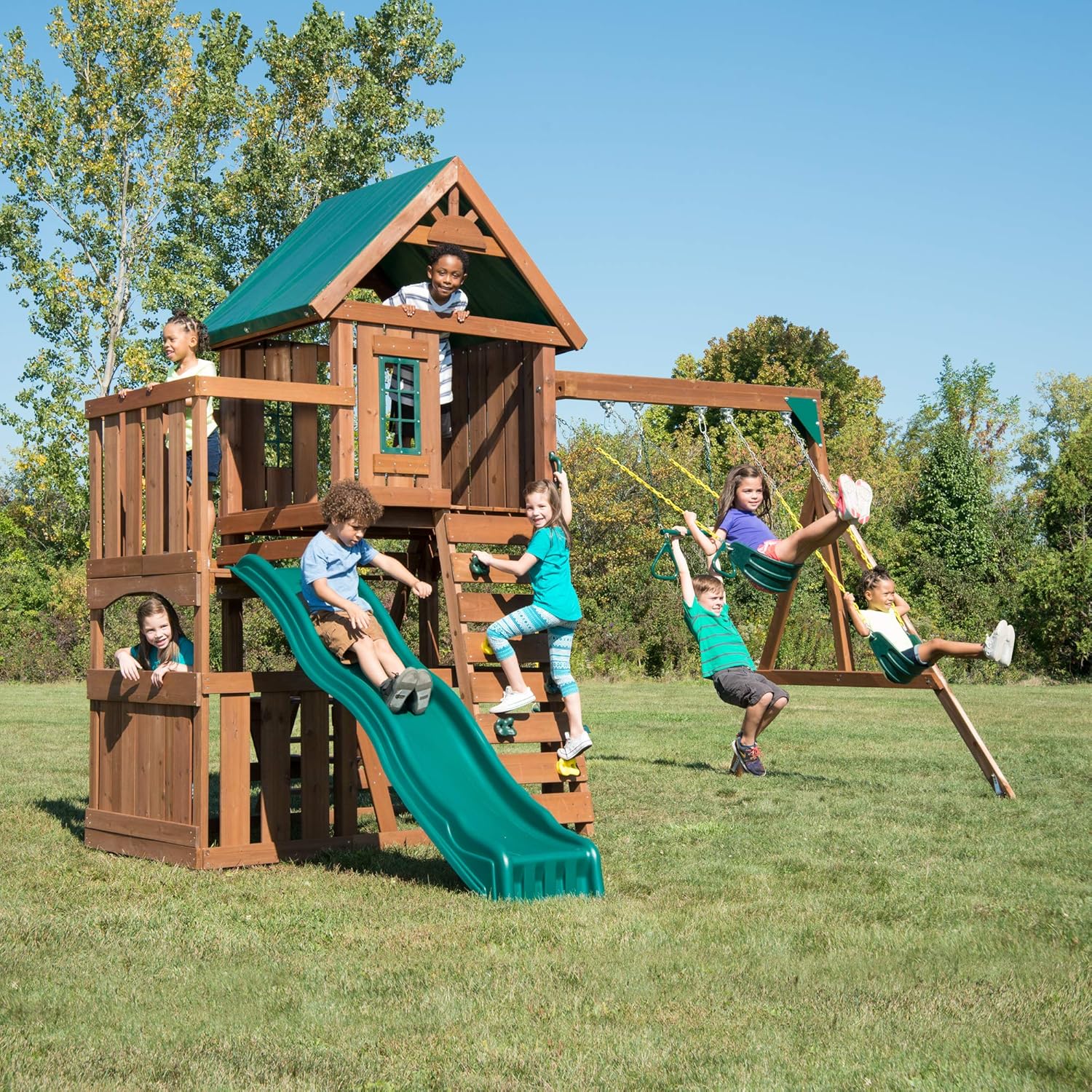 Amazon Com Swing N Slide Ws 8357 Elkhorn Swing Set With Slide