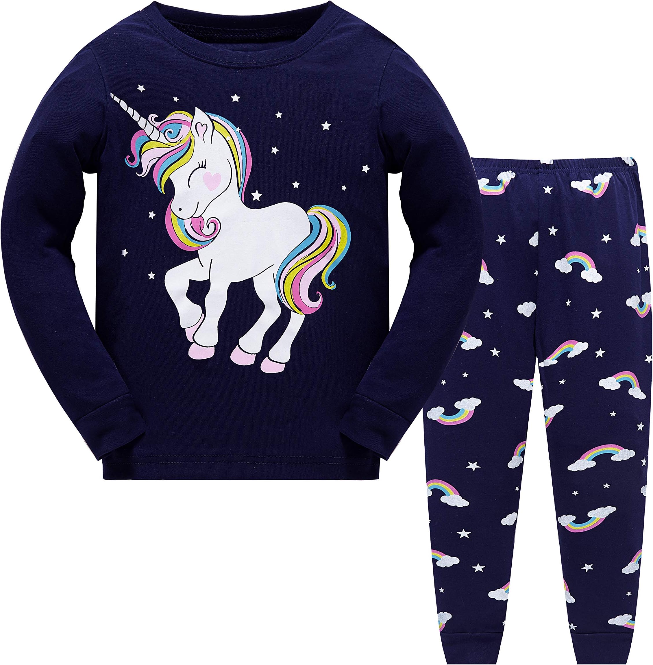 Tkiames Girls Christmas Long Sleeve Cotton Pyjamas Sets Nightwear Sleepwear Xmas Gift for Kids
