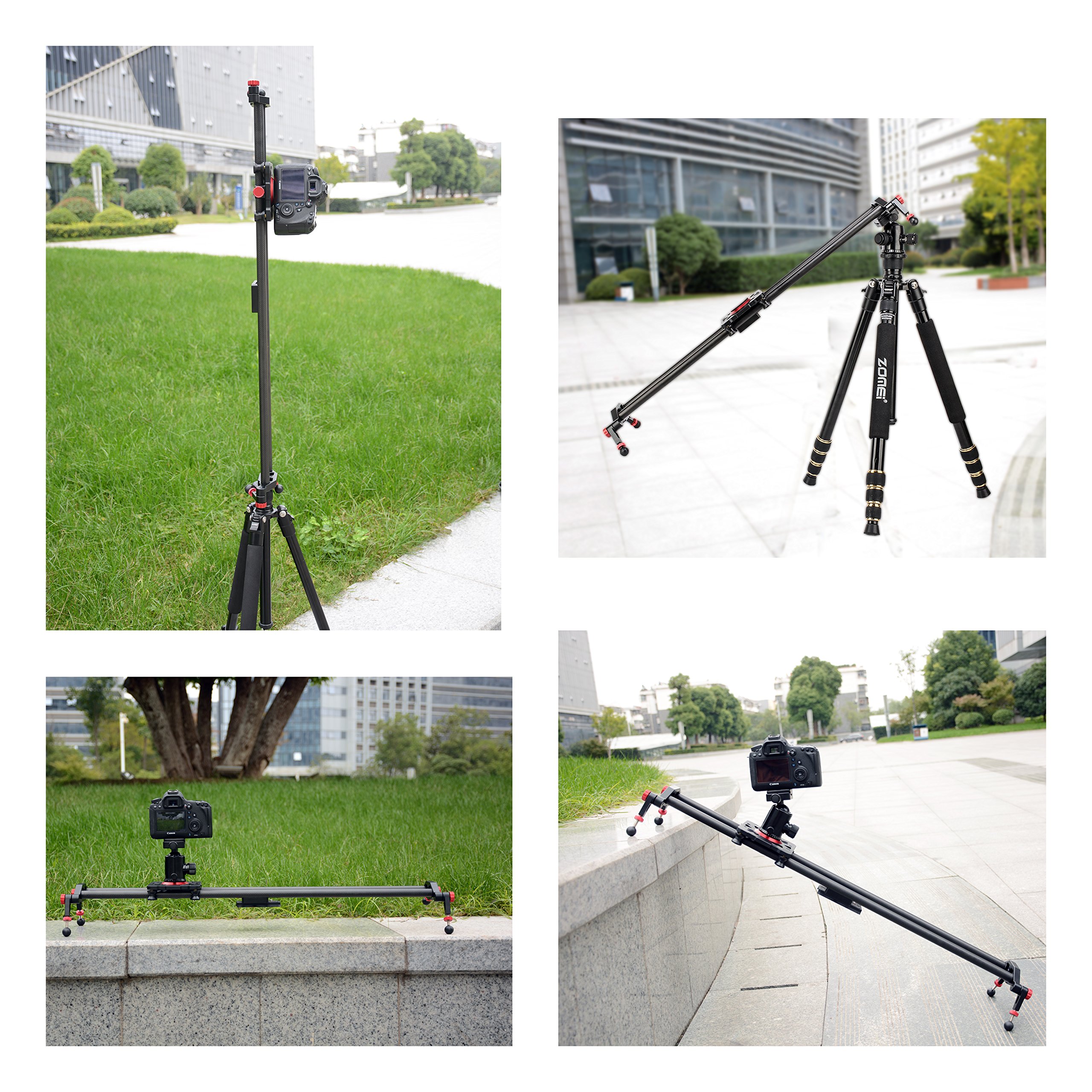 ZoMei Camera Slider Carbon Fiber Dolly Rail, 23 inches/60 cm with 1/4\
