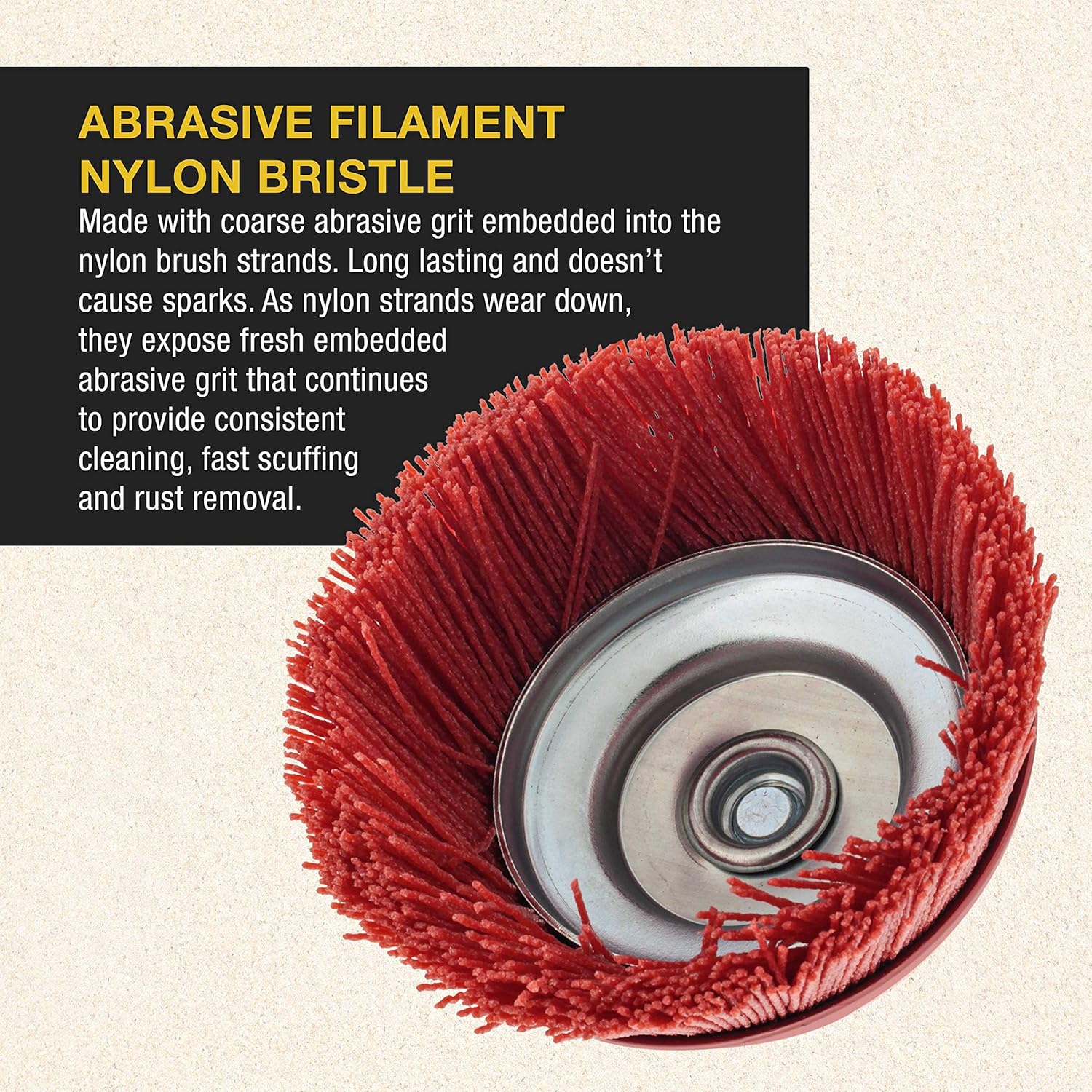 Dura-Gold 6" Abrasive Filament Nylon Bristle Cup Brush - Coarse Sanding Scuffing Brush, 5/8" 11 Thread, 1/4" Drill Arbor - Remove Rust, Corrosion, Paint - Surface Prepping for Truck Bed Liner Coatings: Industrial & Scientific