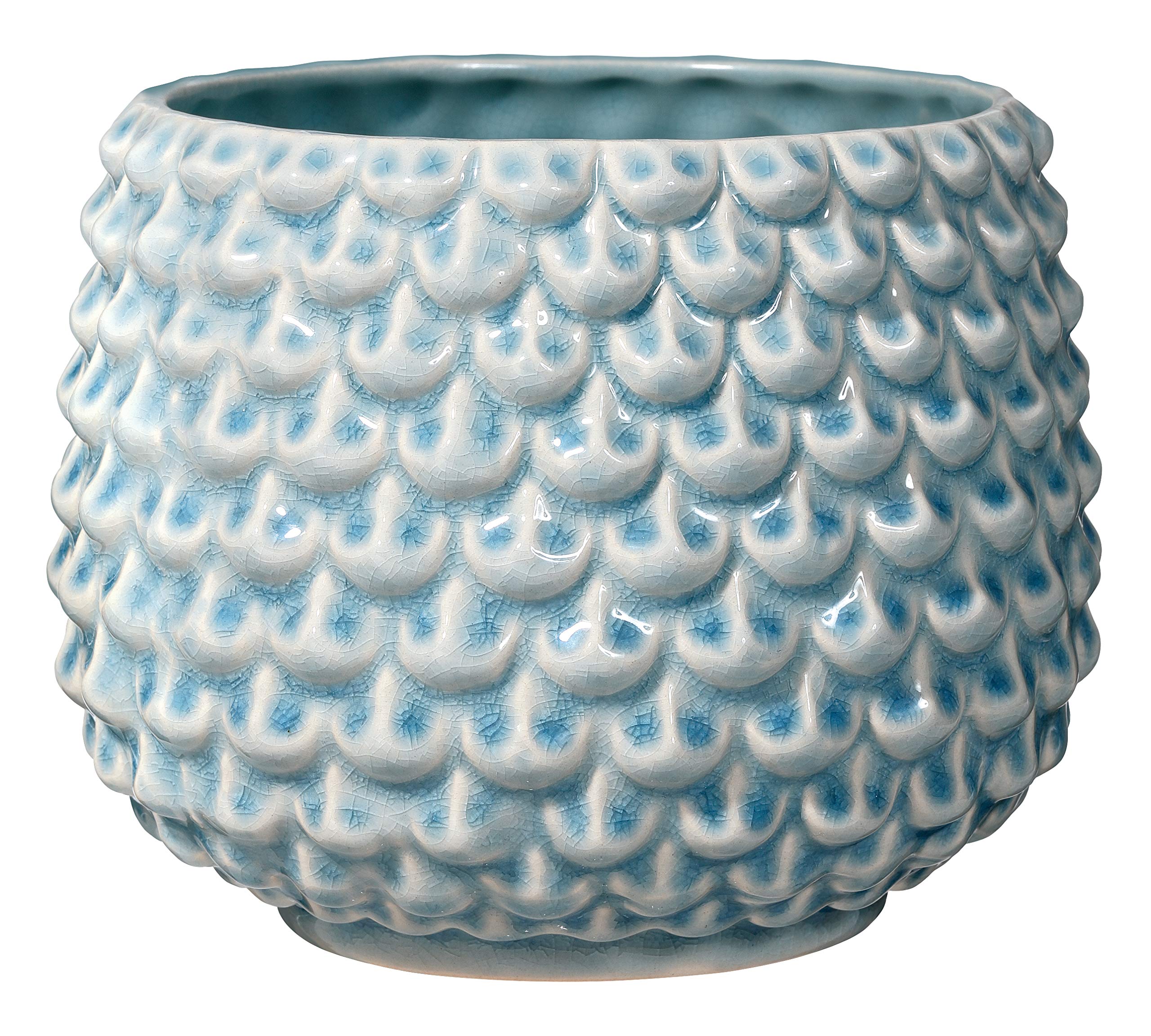 Bloomingville Pinecone Flower Pot Decorative Flower Pots Indoor Decorative Flower Pots Creative Retro Style L (16.5 cm ø), Sky Blue, Ceramic