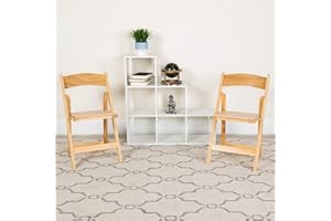 Flash Furniture 4 Pack HERCULES Series Natural Wood Folding Chair with Vinyl Padded Seat