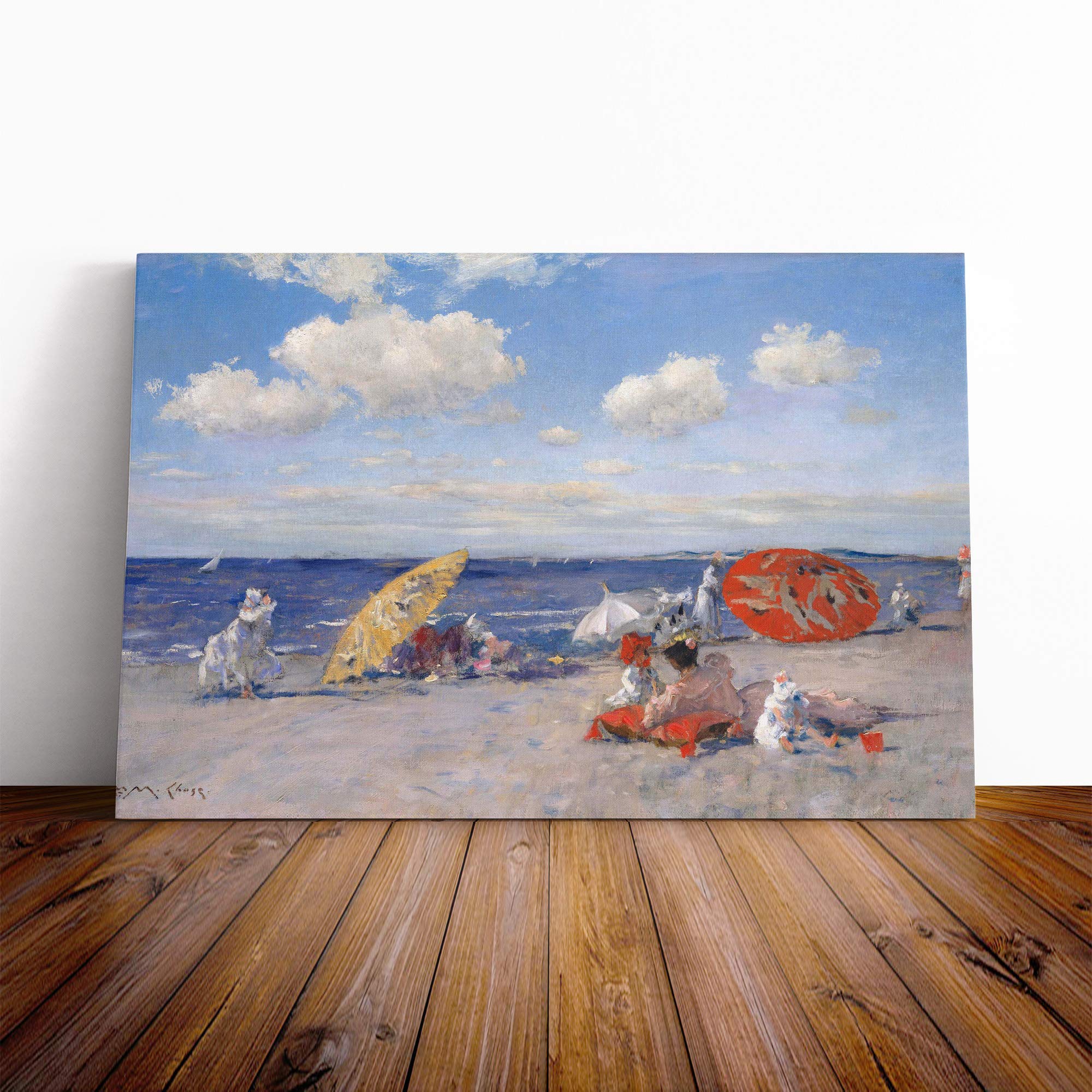 William Merritt Chase at The Seaside Canvas Print | Gallery Wrapped 30mm Frame Wall Art | 20x14 inches | Ready to Hang | Modern Seascape Picture | Living Room Bedroom Lounge Office