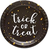 American Greetings Halloween Paper Dinner Plates (36-Count, 9 in. Round) Black and White Trick-or-Treat Disposable Plates, Halloween Party Supplies