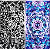 Genovega 2 Packs Oversized Beach Towel Set 36 x 72 in Large Big Pool Camping Swim Clearance Soft Towels Travel Essentials Accessories Must Haves Vacation Necessities Adult Gifts Black Puper Flowers