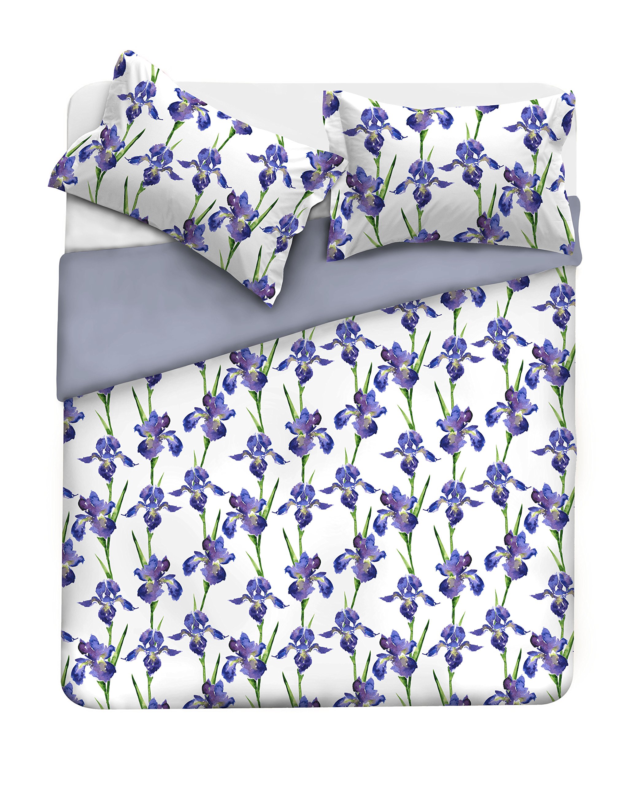 Satin Bed Linen 100% Cotton Blue Double ST08 250 x 250 x 2 cm Purple