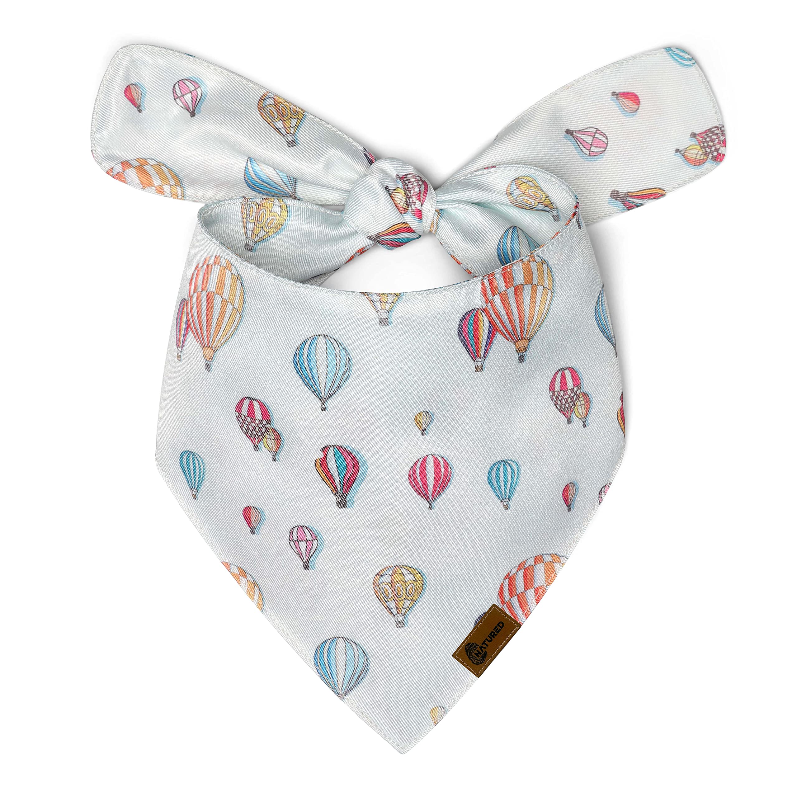 NATURED branded Unique style Dog Bandanas Washable Bibs Scarf, double side perfect print, Pet Dog Kerchief, paws polyester and cotton Triangle Dog Scarfs (Medium, Balloon Bliss)