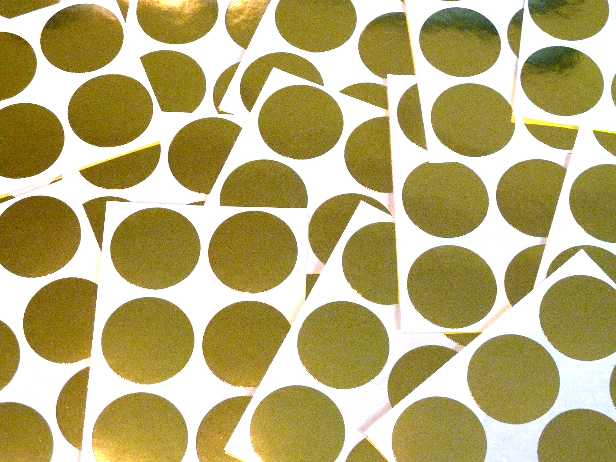 90 Labels, 33mm Diameter Round, Shiny Gold, Colour Code Stickers, Self-Adhesive Sticky Coloured Dots