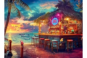 Prime Time Puzzles 1000 Piece Jigsaw Puzzle for Adults - Beach Bar at Sunset - Challenging Puzzle Perfect for Game Nights - 1000 Piece Puzzle for Adults. 20x27 inches(Island Escape)