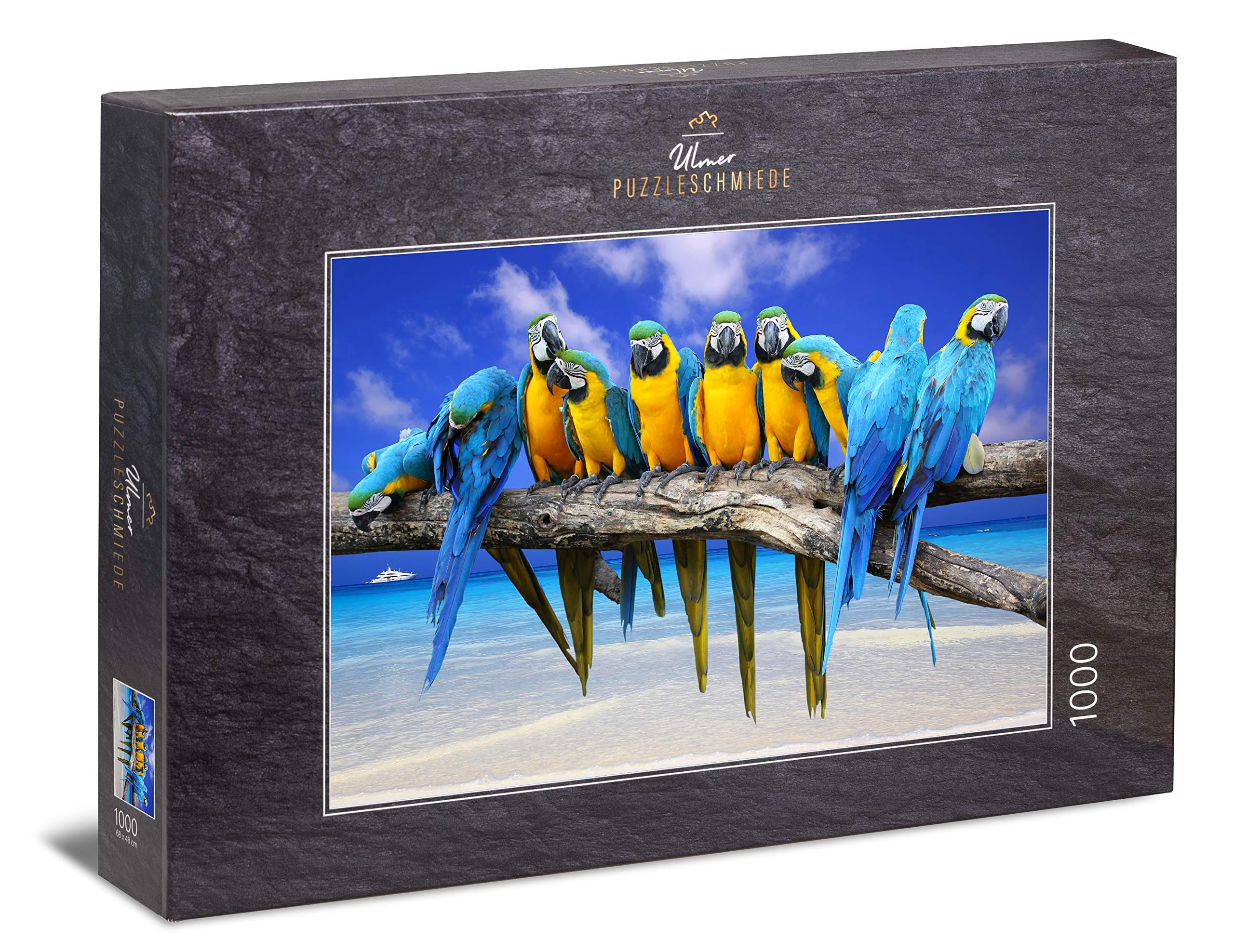 Ulmer Puzzleschmiede - Puzzle "South Sea" - 1000 pieces jigsaw puzzle - Parrots at the fantastic South Sea beach