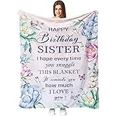Fouca Sister Birthday Gifts - Happy Birthday Gift for Sister from Brother Sister Throw Blanket 60" x 50"