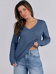 ANRABESS Womens Long Sleeve Cable Knit Sweater 2025