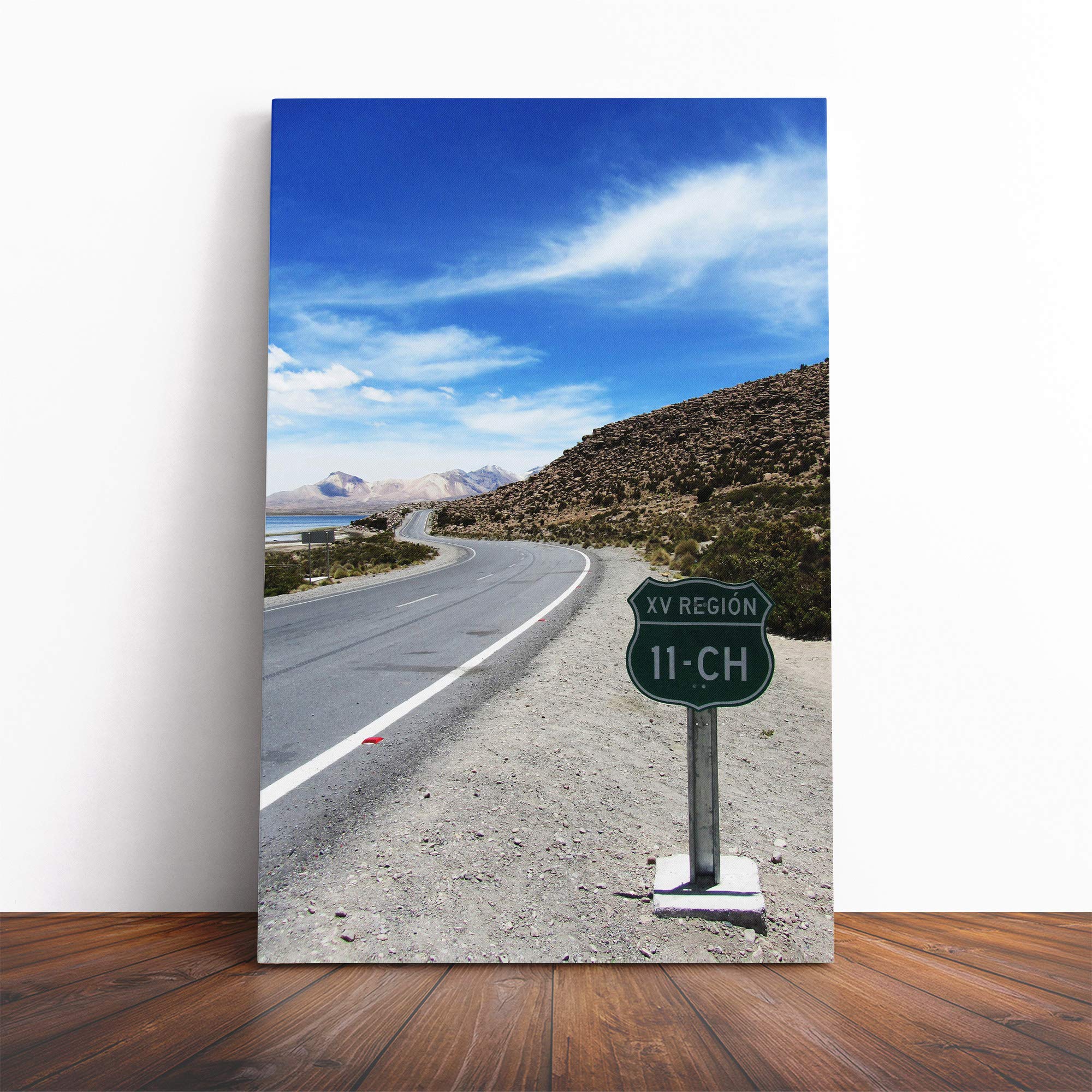 Road in Chile Landscape Canvas Print | Gallery Wrapped 30mm Frame Wall Art | 20x14 inches | Ready to Hang | Modern Landscape Picture | Living Room Bedroom Lounge Office