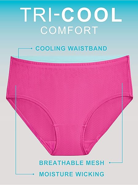 FRUIT OF THE LOOM WOMENS BREATHABLE UNDERWEAR, MOISTURE WICKING KEEPS YOU COOL & COMFORTABLE, AVAILABLE IN PLUS SIZE BRIEFS, MICRO MESH – LOW RISE BRIEF – 6 PACK – COLORS MAY VARY, 8 US