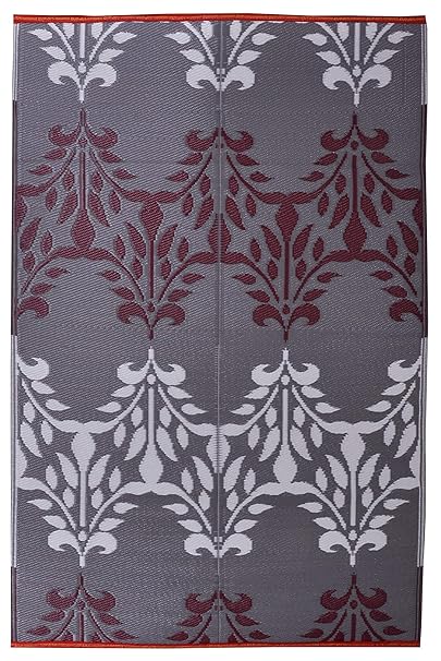 Sapana Mats Luxor - Brown & White Plastic Floor Mat Chatai (4 x 6)