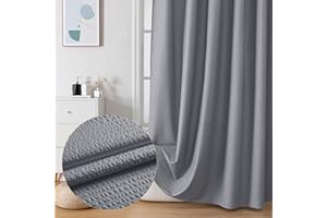OVZME Berry Grey Shower Curtain Set, Embossed Textured Fabric Bathroom Curtain - Soft Cloth & Hotel Spa, Water Resistance, Machine Washable Shower Curtain with 12 Hooks, 72X72, Grey