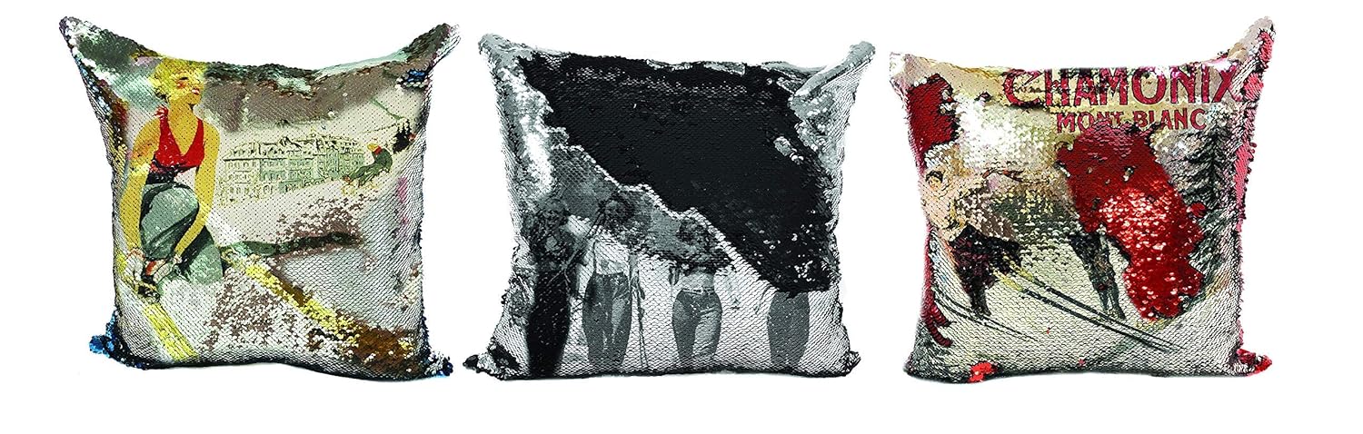 Amazon Com 3 Pack 15 X15 Sequin Vintage Ski Pillows Handmade