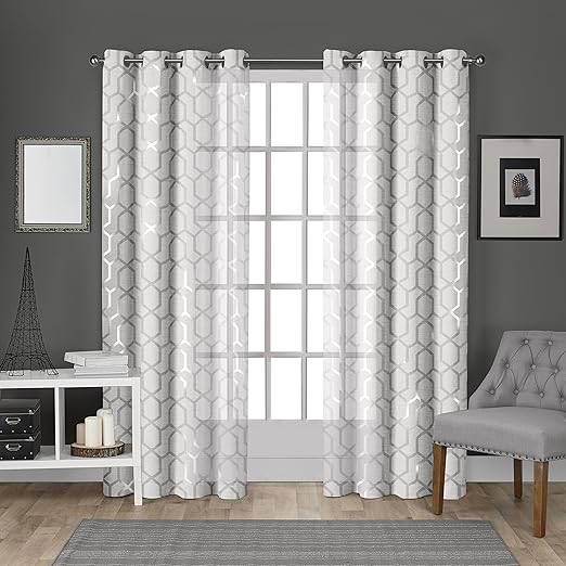 Amazon Com Exclusive Home Curtains Panza Metallic Geometric Print