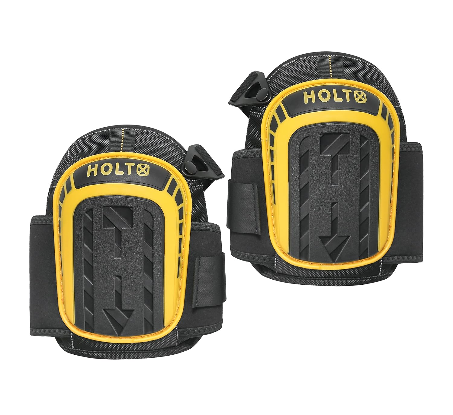 HOLT Professional Knee Pads (Designed by a Construction Worker!) Heavy Duty Gel Foam Padding w/2 Adjustable Clips Straps Industrial American Protective for Men Black Outdoor Stays On All Day