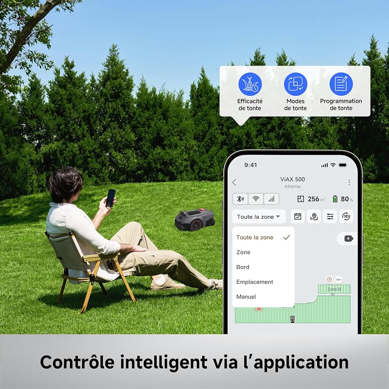 ViAX 500 Robot Tondeuse sans Fil périphérique,LiDAR 360°&Double Vision