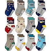 RATIVE Non Skid Anti Slip Crew Socks With Grips for Baby Infant Toddlers Kids Boys
