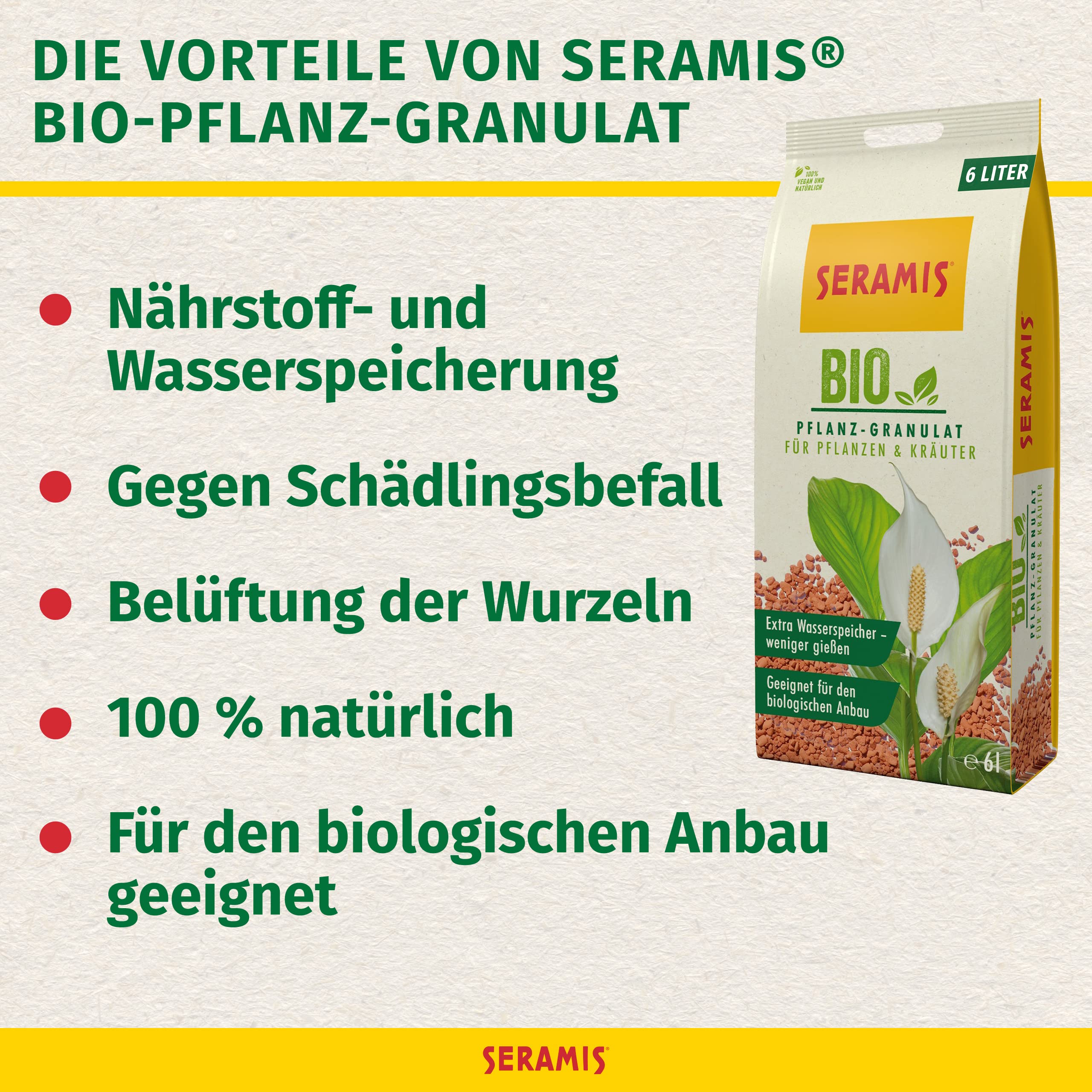 Seramis Bio-Pflanz-Granulat für Pflanzen und Kräuter, 6 l - Pflanzen Tongranulat, Pflanzenerde Ersatz zur Wasser- und Nährstoffspeicherung 2
