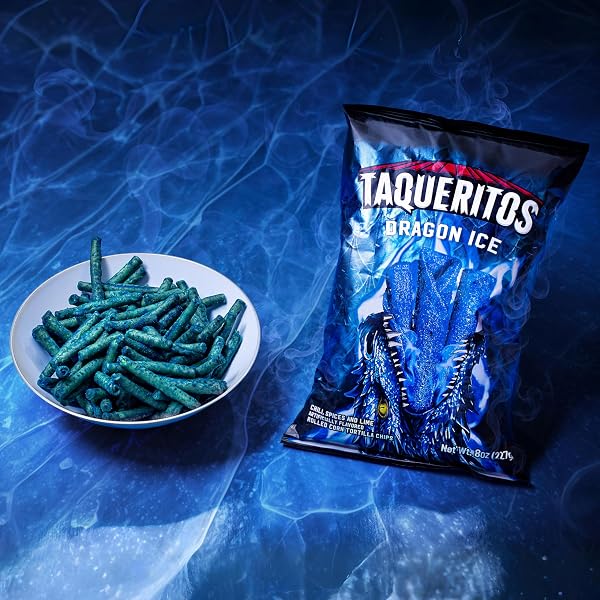TAQUERITOS DRAGON ICE, SPICY ROLLED CORN TORTILLA CHIPS, 8 OZ (PACK OF 1)