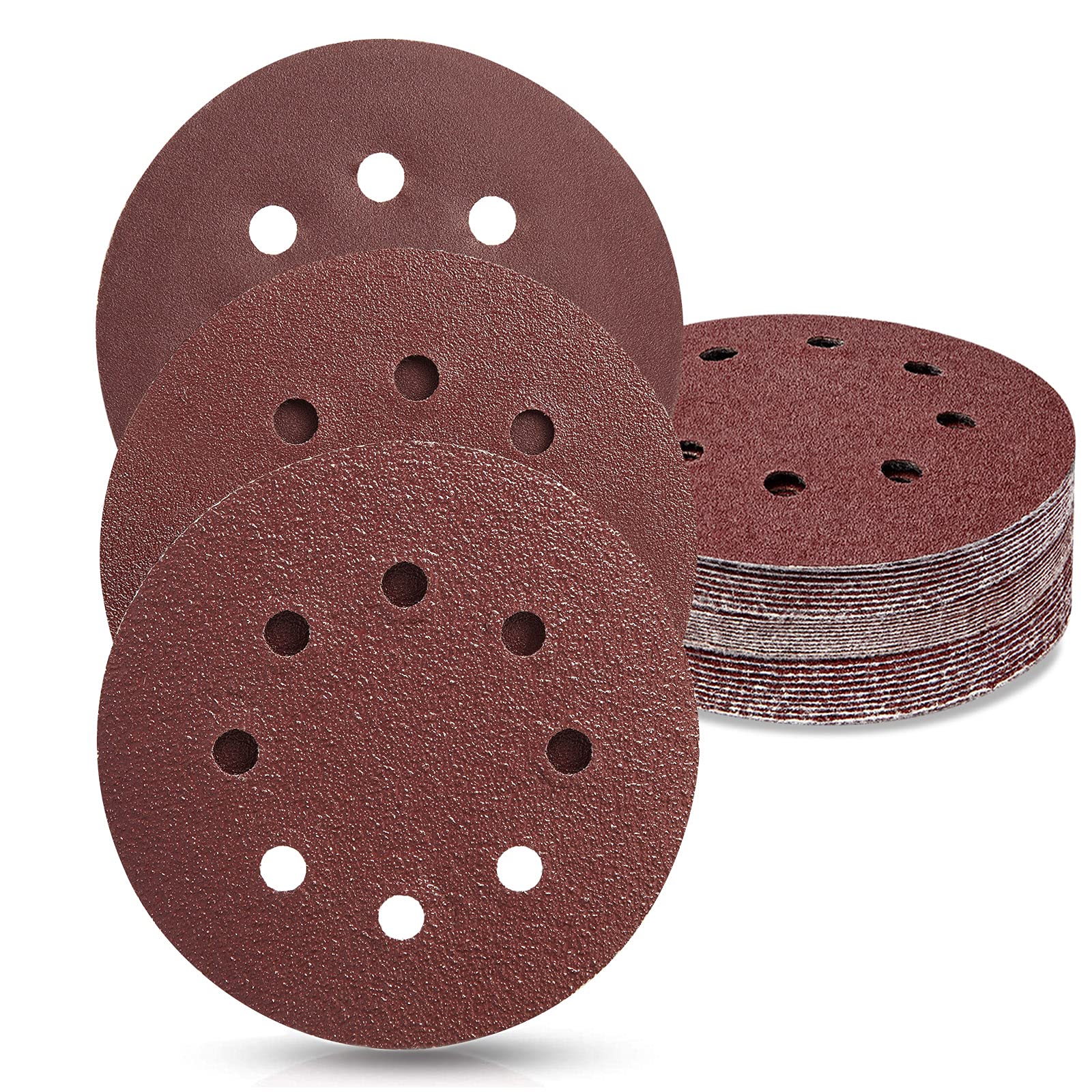 Sanding Discs Hook and Loop 180/80/40 Mixed Grit 125mm 8 Hole 30 Pcs Round Sandpaper Pads Set Compatible With Random Orbital Sander