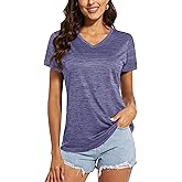 MAGCOMSEN Women's V Neck Workout Shirts Short Sleeve Moisture Wicking Yoga T-Shirts Quick Dry Athletic Tops
