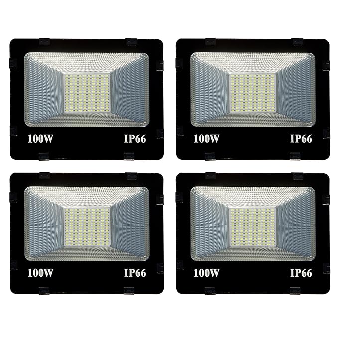 100w Slim/Thin IP66 Pure Cool White Outdoor Waterproof Flood-100 watt (Pack of 4)