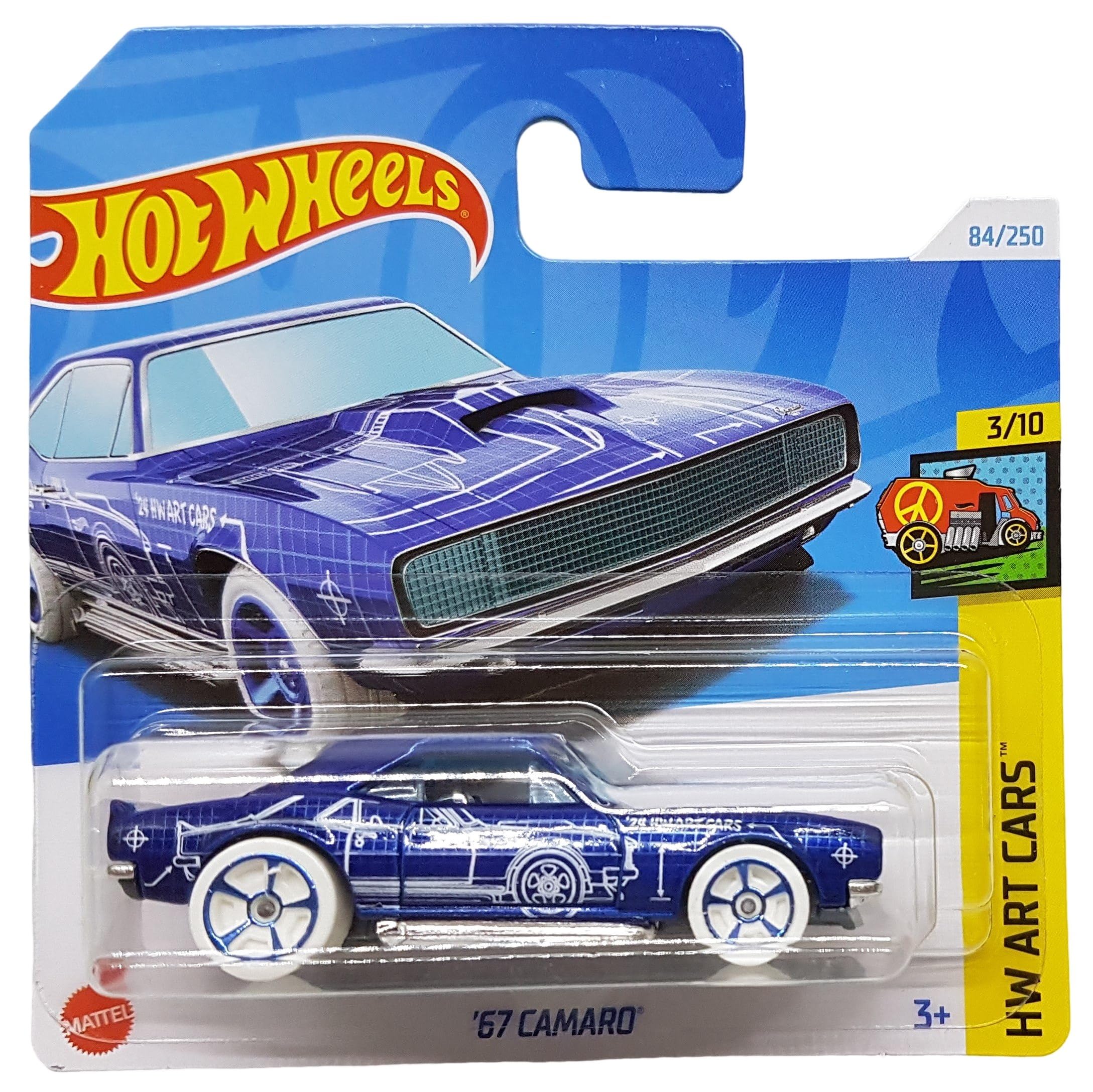 Hot Wheels - ´67 Camaro - HW Art Cars 3/10 - HTB74 - Short Card - Blue - GM - Mattel 2024 - 1:64