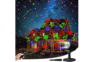 AANDZ Christmas Projector Lights Outdoor, RGB 3 Colors 6 Rotating Dynamic Xmas Patterns Landscape Spot Light Projection, Starry Star Show with RF Control, for Party New Year Holiday Patio Garden Décor