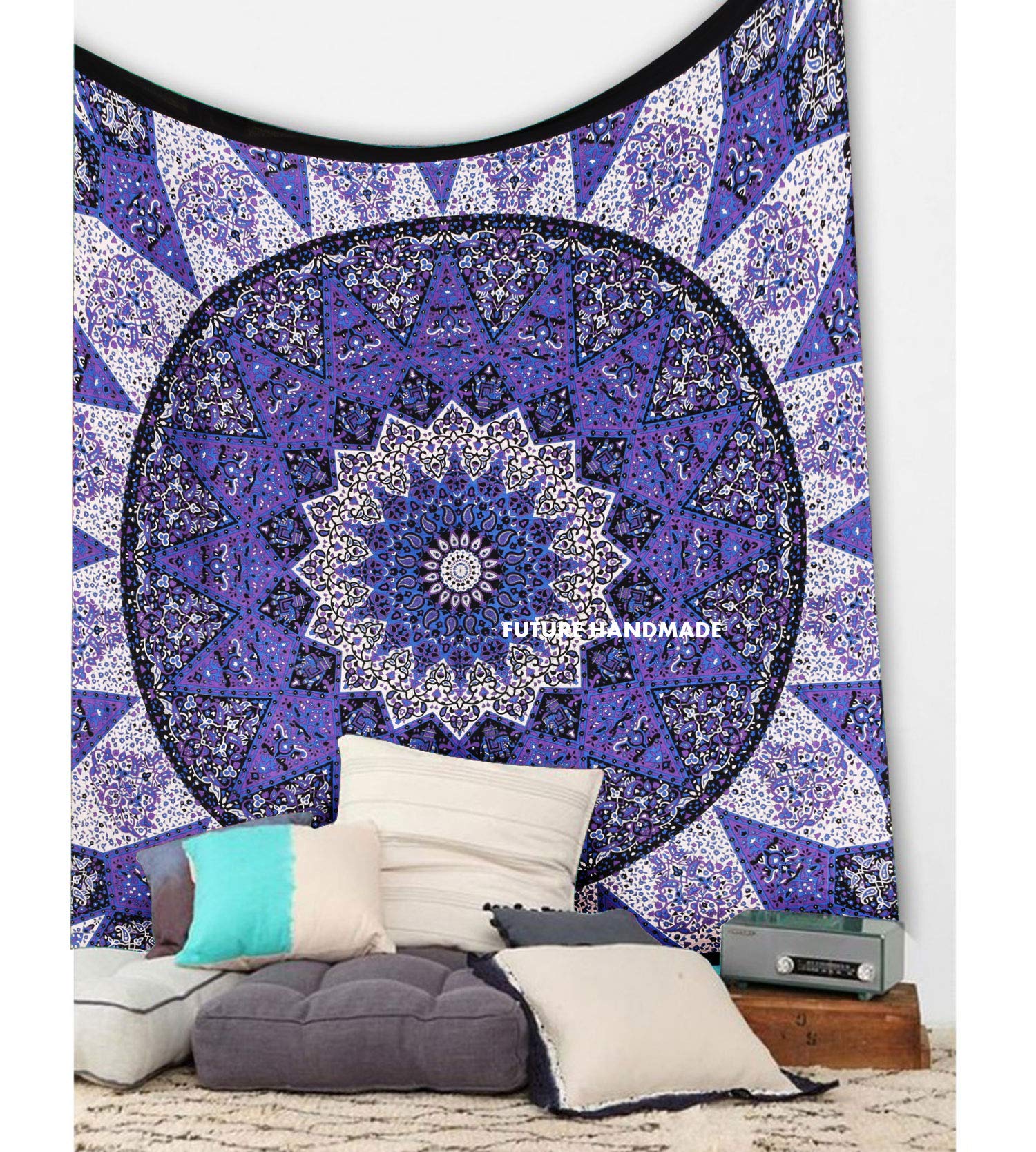 Future Handmade Large Tapestries Indian Handmade Printed Tapestry Tie Dye Tapestry Room Decoration Popular Printed Bed Sheet Wall Hanging Beach Blanket Bohemian Tapestries Decor Bedspread