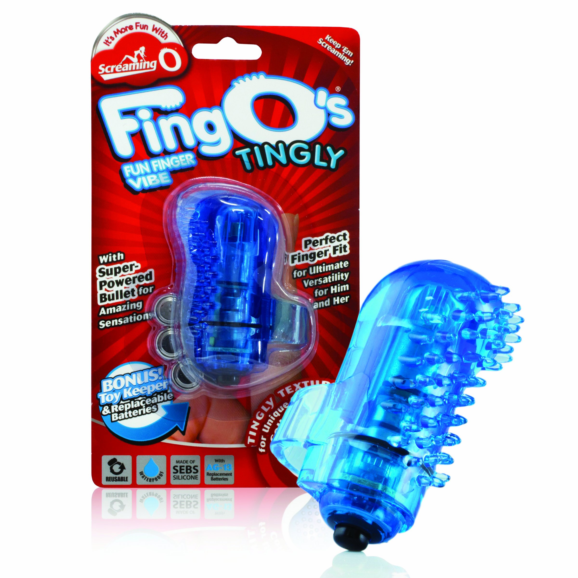 The Screaming O Fing O Finger Fitting Mini Tingly Textured Vibrator Blue
