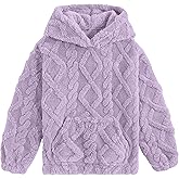 TUONROAD Girls Fuzzy Fleece Hoodies Cable Knit Warm Sherpa Pullover Sweatshirt with Pockets 6-13 Years