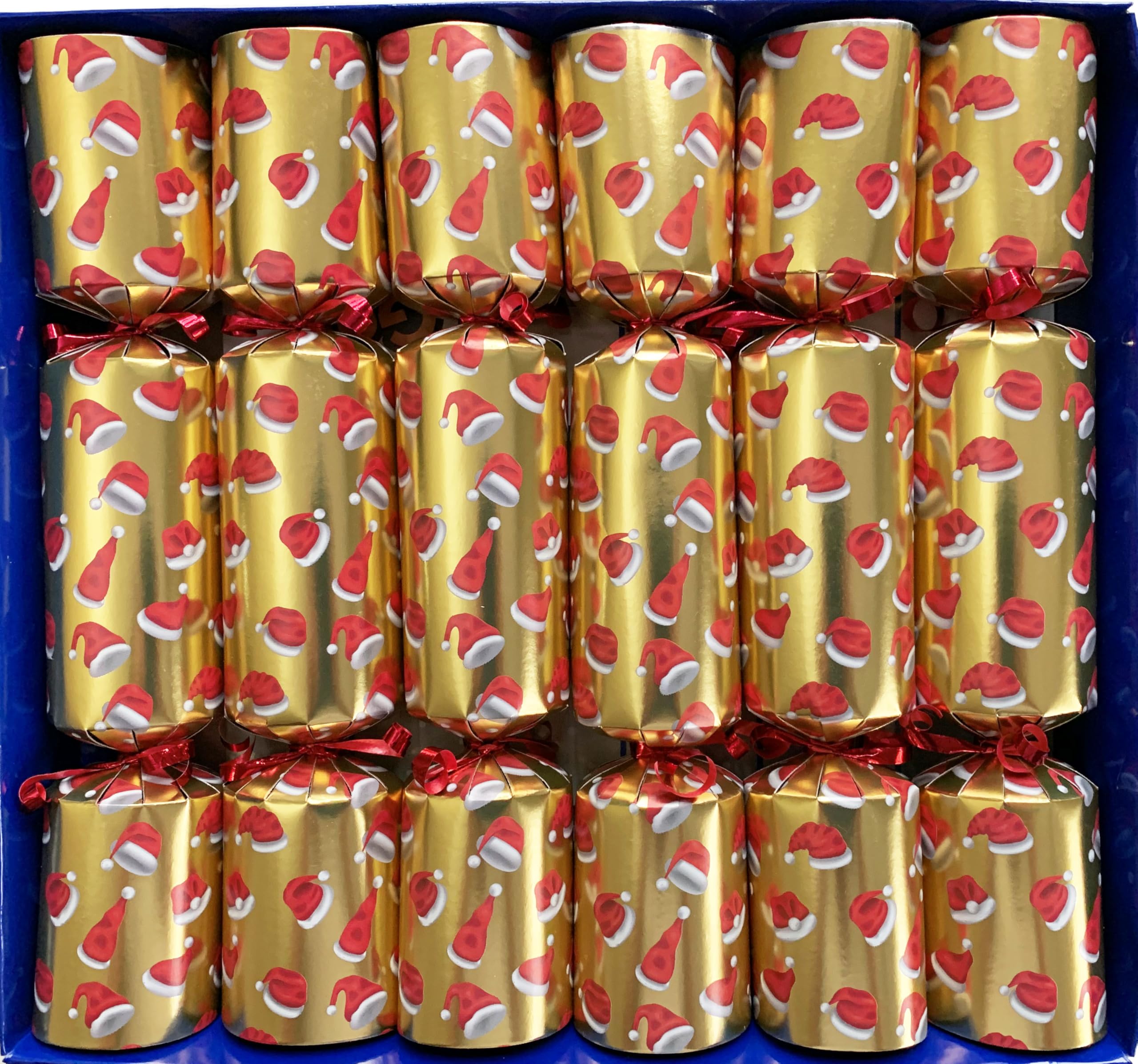 Fill Your Own Christmas Crackers Santa Hat Design 6 large barrelled in Gold