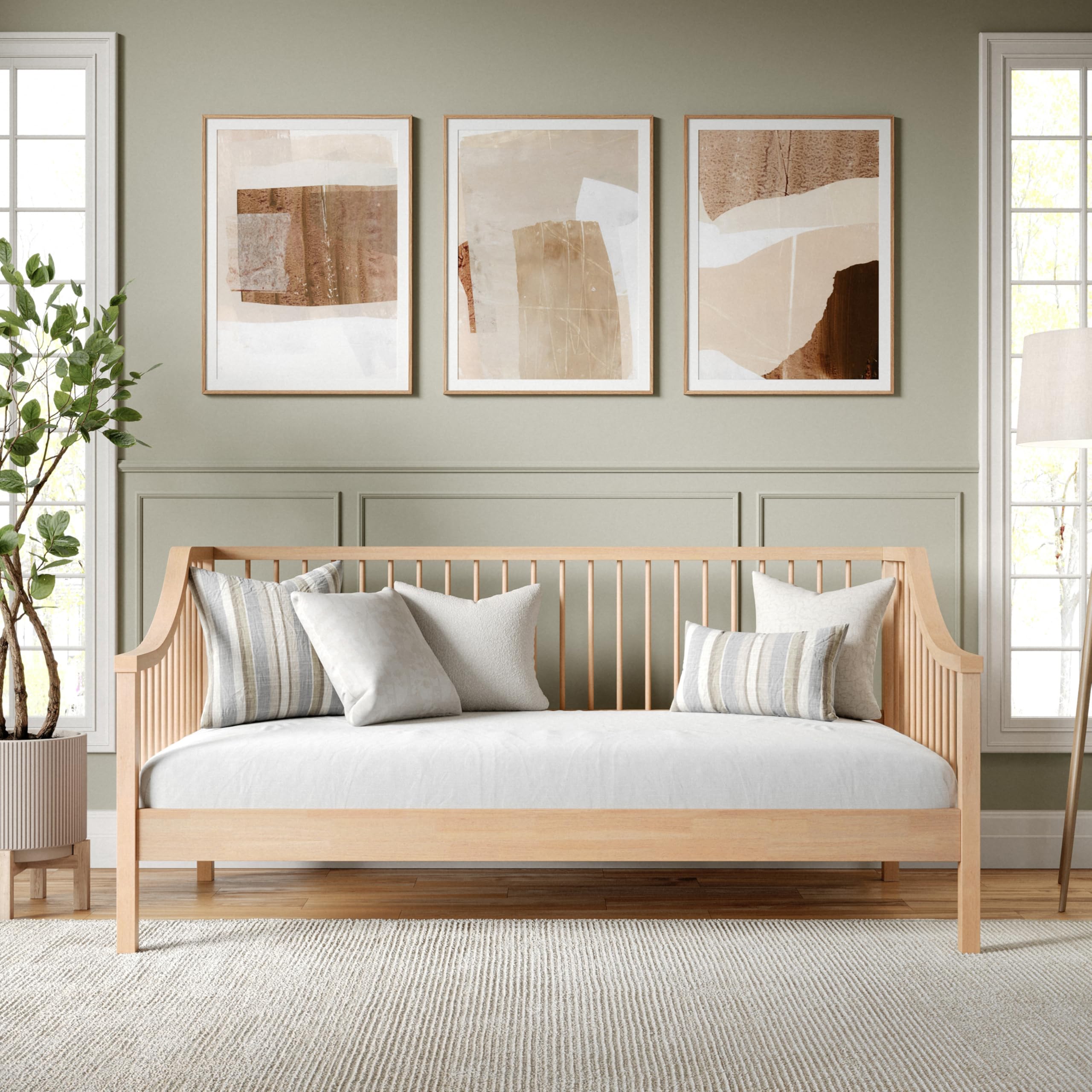 Photo 1 of *PARTIAL SET - See Clerk Notes*
Martha Stewart Neely Platform Daybed with Wood Spindles, Solid Wood Frame, No Box Spring Needed, Twin Size, Light Beech