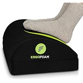 ErgoFoam Chiropractor-Endorsed Orthopedic Teardrop Design 2in1 Adjustable Under Desk Foot Rest for Lumbar Back Knee Pain (Black)