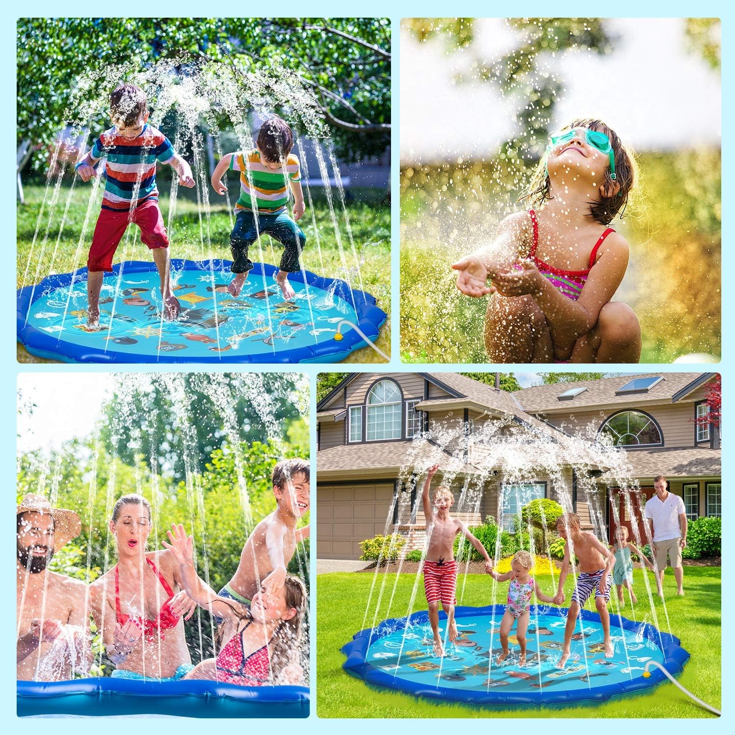 Obuby Sprinkle & Splash Play Mat, Sprinkler for Kids,Upgraded 68' Summer Outdoor Water Toys Wading Pool Splash pad for Toddlers Baby, Outside Water Play Mat for 1-12 Years Old Children Boys Girls: Toys & Games