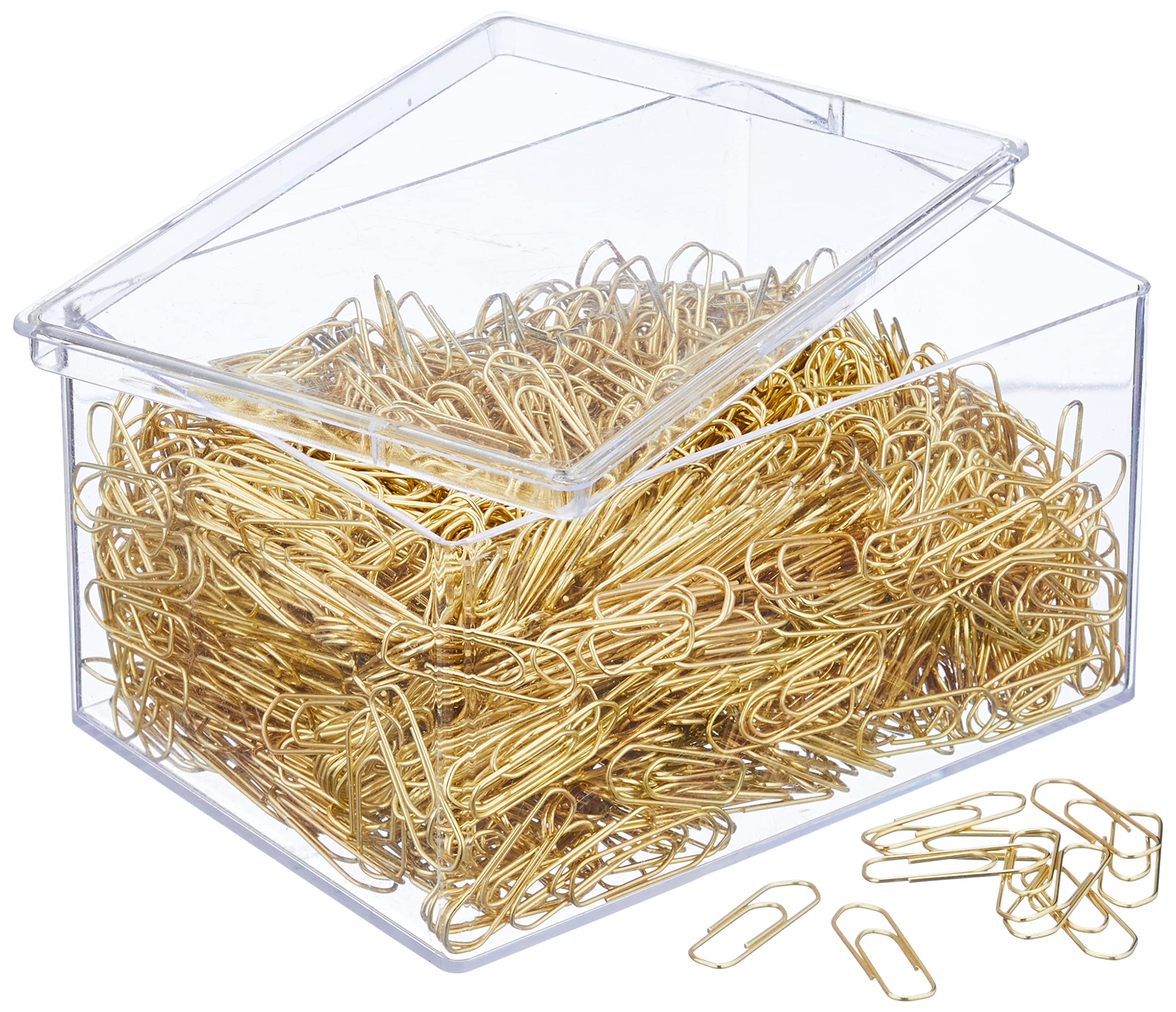 Wedo 9101500 Metal Paper Clips 26 mm in Transparent Box Pack of 1500 Brass