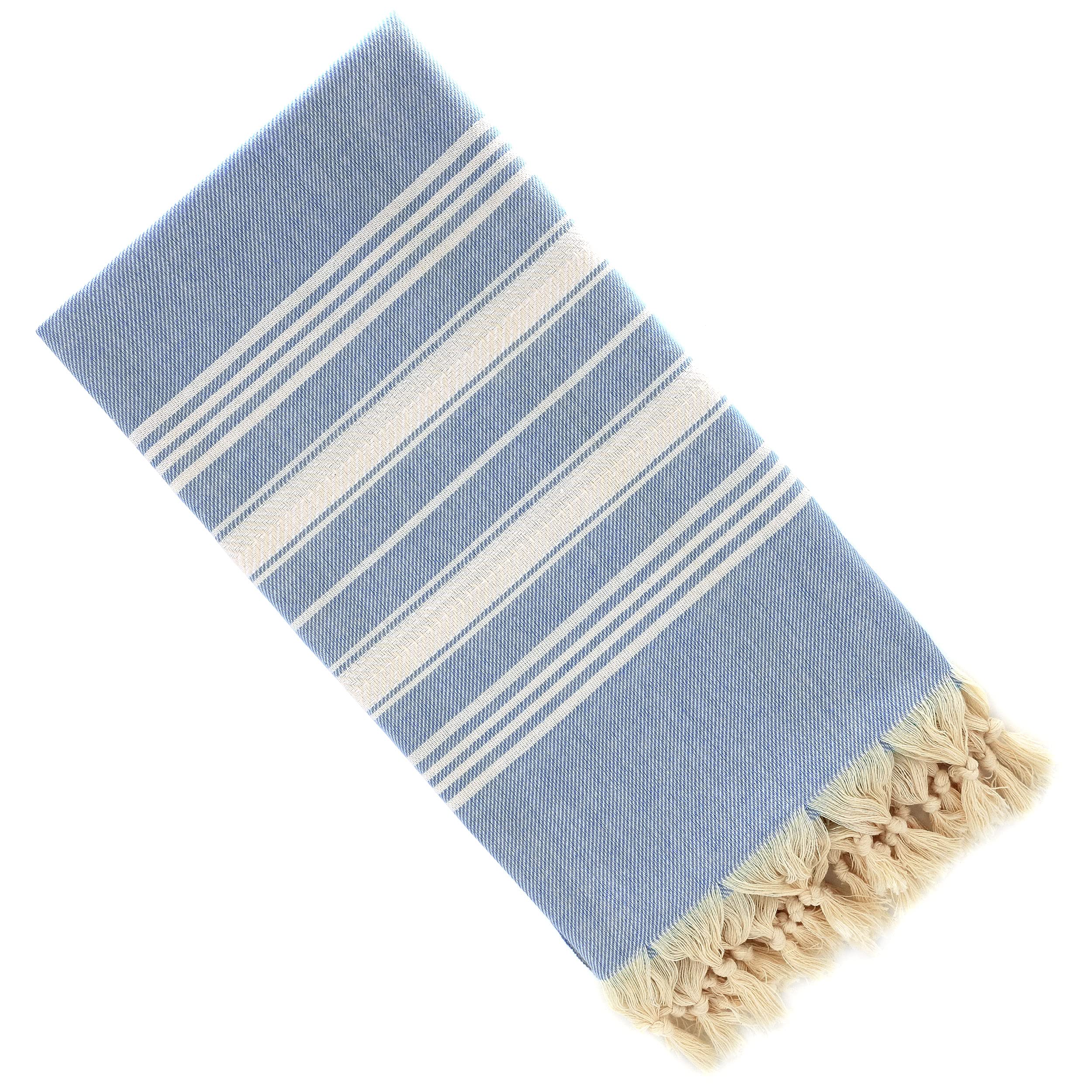 Jean Blue Turkish Towel Peshtemal - 100% Natural Dyed Cotton - for Beach Spa Bath Swimming Pool Hammam Sauna Yoga Pilates Fitness Gym Picnic Blanket (Dandelion Textile)