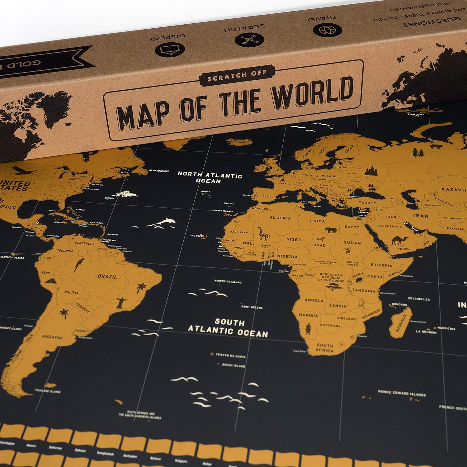 Envami Scratch Off World Map, Premium Metallic Gold, Gift for Travellers, Made in Germany - Image 5