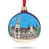 Marienplatz in Munich, Germany Glass Ball Christmas Ornament 3.25 Inches