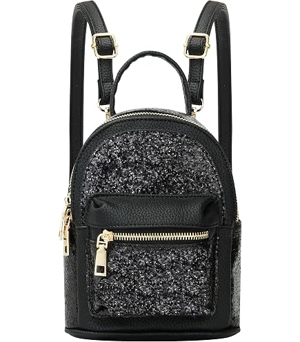 ZZFAB Rhinestone Backpack Faux Leather Black