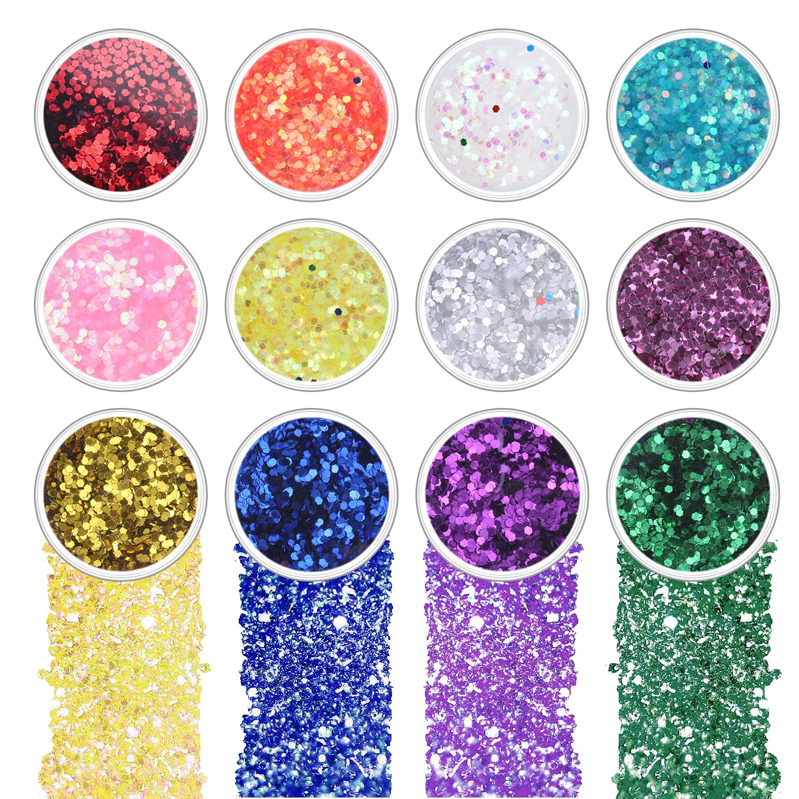 Silicone Resin Molds Kit 26PCS, Epoxy Molds, Large Casting with 12 Glitter Sequins for UV Casting, Including Sphere, Cube, Pyramid, Square, Coaster, Stone & Pendants