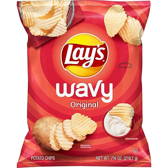 Lay's Wavy Potato Chips, Original Flavor, 7.75oz Bag
